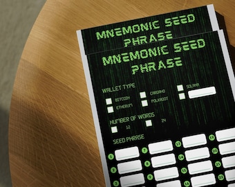 Matrix Mnemonic Seed Phrase Notebook | Digital Product | Backup