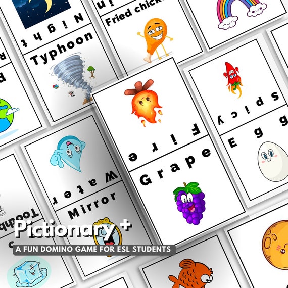 Pictionary Game ESL Lesson Homeschool Educational Activity PDF Printable  Montessori Cards English Teacher Instant Download 