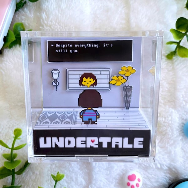 Undertale Dual Sided 3D Cube Diorama - Shadow Box, Gamer Gift, Undertale Fan Merch - Despite everything, it's still you