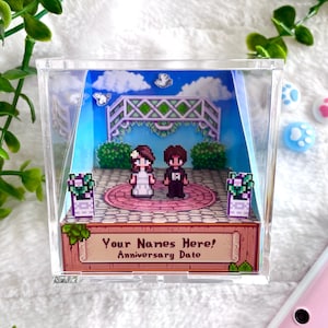 CUSTOMIZABLE Stardew Valley Couples Gift - Wedding/Anniversary 3D Diorama Cube/Shadow Box
