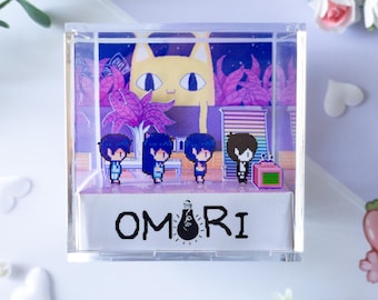 Omori Neighbors Room 3D Cube Diorama - Shadow Box, Gamer Gift, Omori Hero Kel Aubrey Fan Merch