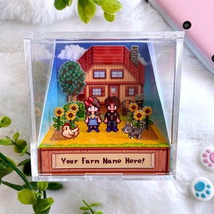 Granja de Stardew Valley PERSONALIZABLE - Diorama 3D en forma de cubo/caja de sombras
