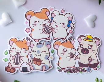 Hamtaro Sticker Set - Hamtaro Bijou Oxnard Boss Cute Stickers - Waterproof Matte Vinyl Stickers