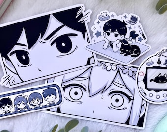 Omori White Space Bundle! Mini Prints & Stickers  - Omori Fanart - Waterproof Matte Vinyl Stickers