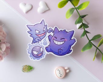 Ghastly Evolution Sticker - Pokemon Ghastly Haunter Gengar - Waterproof Matte Vinyl Sticker