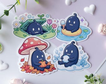 Seasonal Krobus Sticker Set - Stardew Valley Cozy Game Stickers - Waterproof Matte Vinyl Stickers