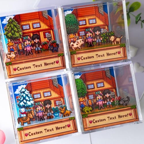 Stardew Valley カスタマイズ可能な3Dキューブジオラマ - シャドーボックス、ゲーマーギフト、カップルギフト、パーソナライズされたStardewグッズ