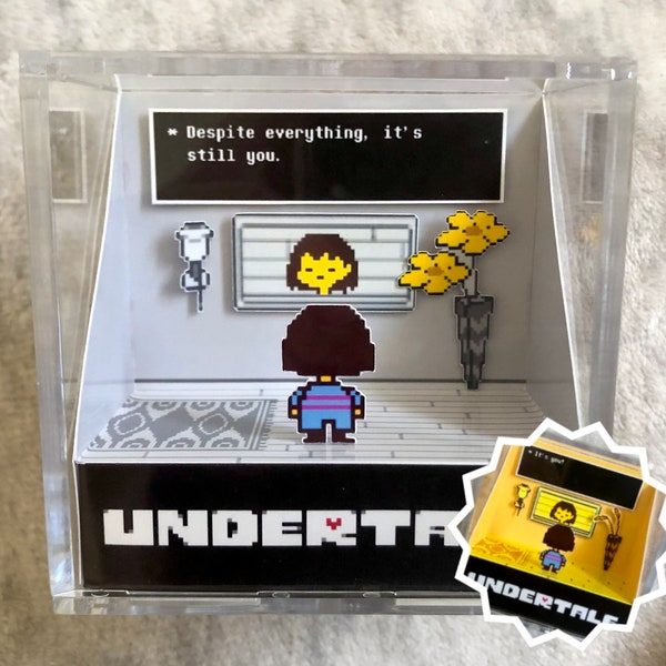 Undertale Double Sided 3D Diorama Cube - Frisk Sans - Despite everything, it’s still you