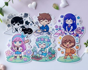 Omori Stickers - Kel Aubrey Hero Basil Mari - Waterproof Matte Vinyl Stickers