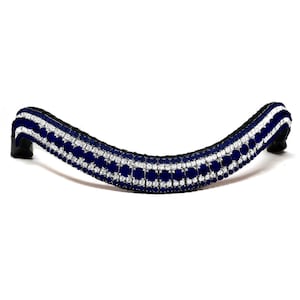 Browband Blue & Crystal, Horse browband, Bling browband, rhinestone browband, silver browband, brown leather browband, black leather browband
