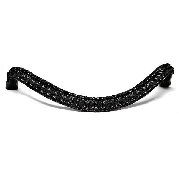 Browband Black - Subtile, Horse browband, Bling browband, rhinestone browband, silver browband, brown leather browband