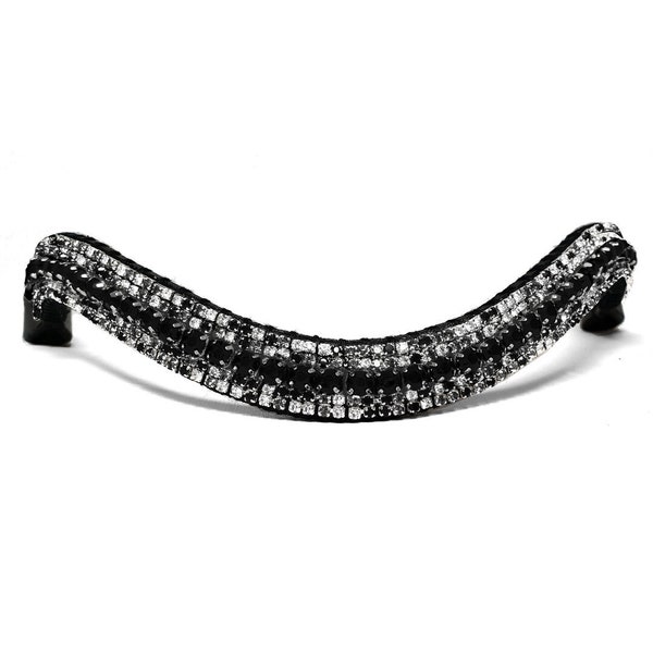 Stirnband 50 Shades Black, Pferdestirnband, Bling-Stirnband, Strass-Stirnband, silbernes Stirnband, braunes und schwarzes Leder-Stirnband