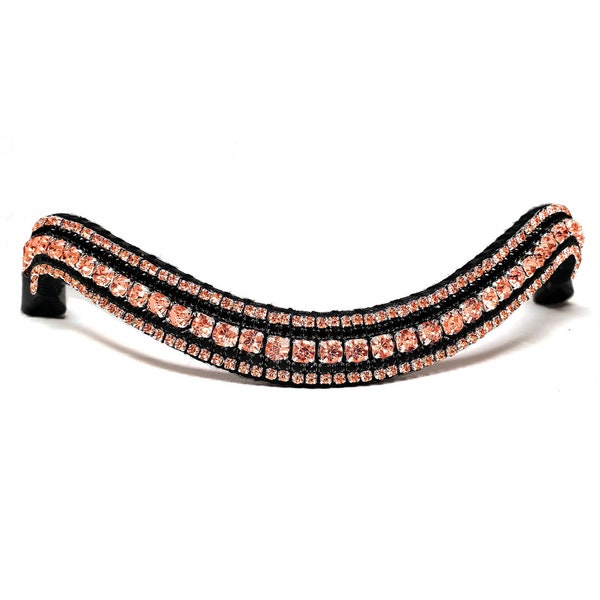 Browband Rose Gold & Black, Horse browband, Bling browband, rhinestone browband, silver browband, brown leather browband, leather browband