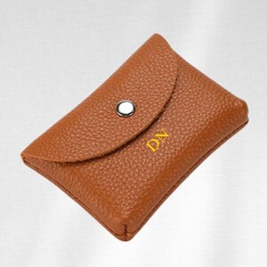 Customizable Leather Initial Wallet, Card Holder - Soft Pebbled Coin Purse, Card Holder & Key Storage