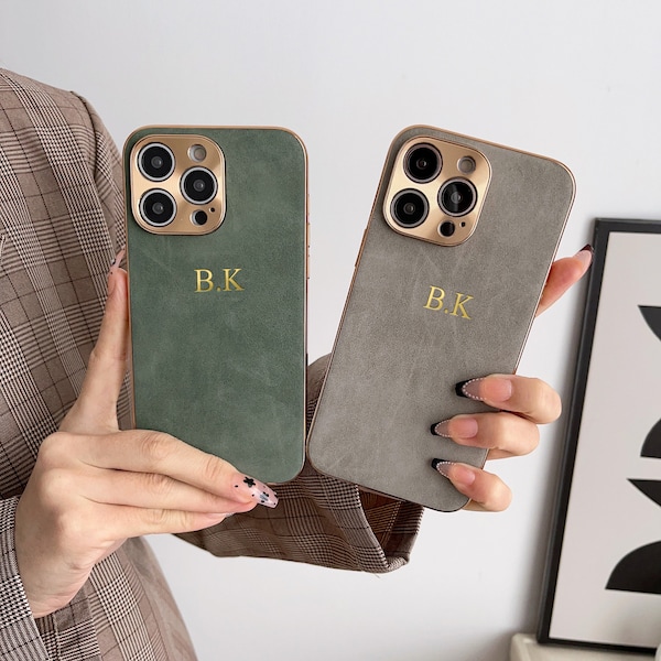 Spersonalizowane etui na iPhone'a z jagnięcej skóry z imieniem, etui na zamówienie na iPhone'a 17 16 15 14 13 12 11 Pro Max Pro, grawerowane inicjały, powlekana ramka