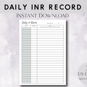 INR Daily Record : INR logbook, blood thinner monitoring, anticoagulant log book