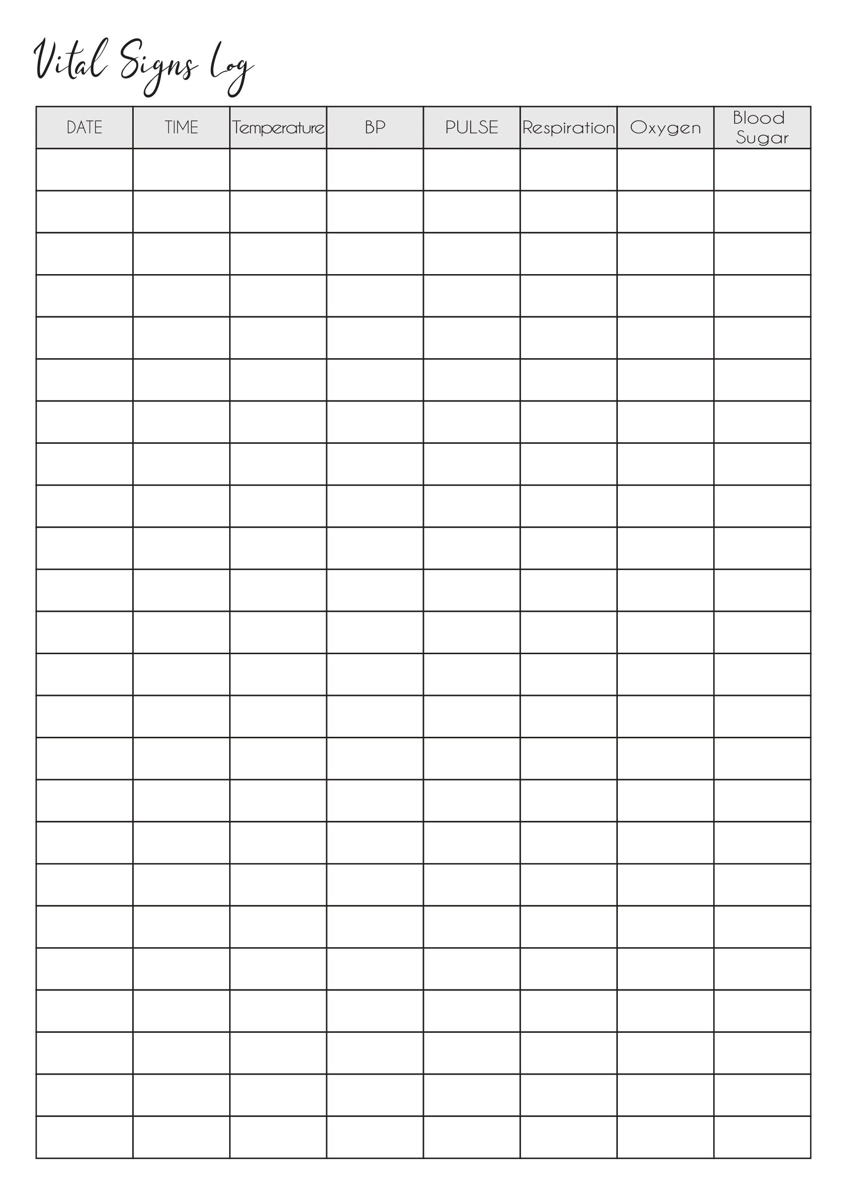 Log Heart Method Vital Signs Log: Medical Tracker, Blood Pressure, Heart Rate (PDF) - Etsy