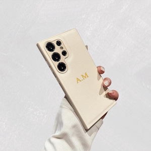 Personalized Name Leather Case for Samsung Galaxy S24 S23 Ultra S24 Plus – Custom Letter Cover, Gift for Her or Him