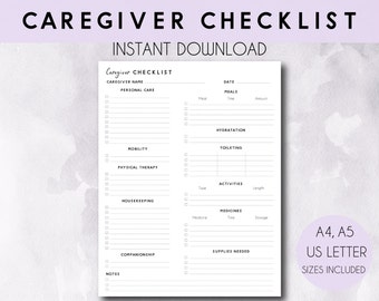 Caregiver Checklist: Daily Task Log (Digital Download)
