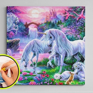 Unicorn & Girl 5D DIY Paint By Diamond Kit  Mermaid art, Unicorn and  fairies, Unicorn art