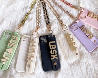 Custom iPhone Case with Crossbody Chain and Gold Name Tag