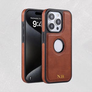 Custom Name ,Initial Leather Phone Case for iPhone 16 15 14 13 12 11 Pro Max – Shockproof Bumper, Personalized Cover