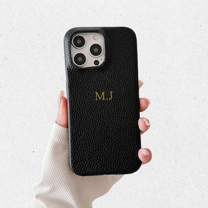 Personalized Vegan Leather iPhone Case 16 15 14 13 12 11 Pro Max Case Custom Name Initial Soft Phone Case , Monogram Engraved Initials