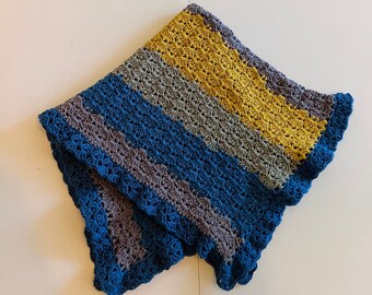 Blue and Yellow Blanket - Square 29 in x 29 in