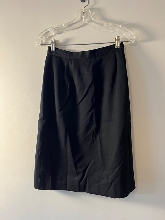 Classic Vintage Black Wool Pencil Skirt