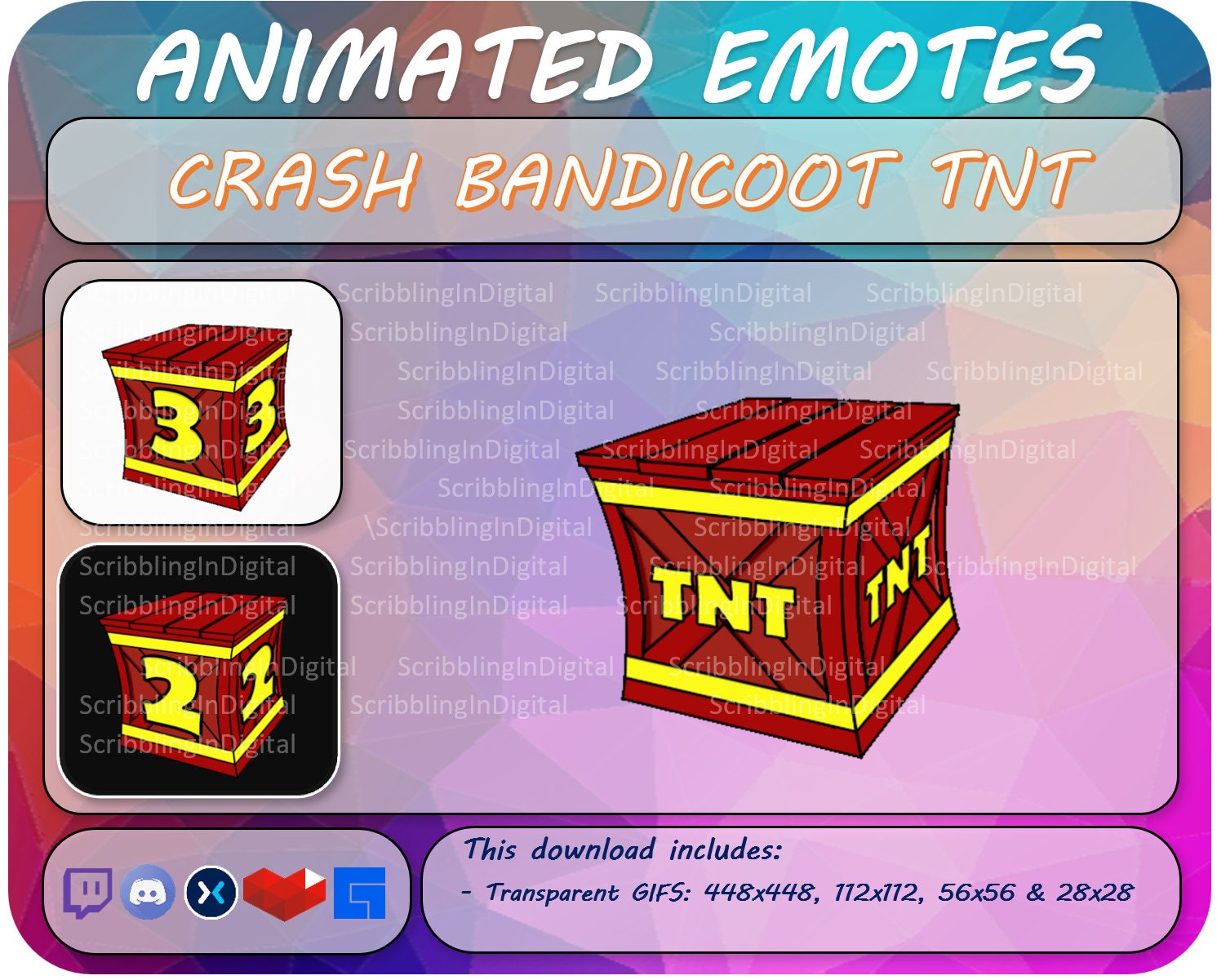 ANIMATED EMOTES Crash Bandicoot TNT Twitch Discord Etsy