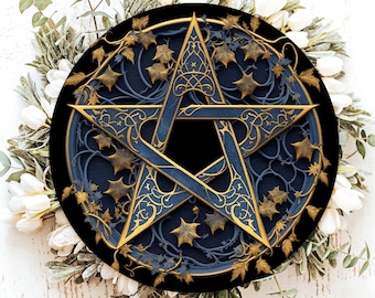 Wiccan Star, Pentagram Wreath Sign, Pentagram Wall Hanging, Pentagram Wall Art, Wiccan Wreath Sign, Pagan Decor, Wiccan Decor, Wiccan Altar
