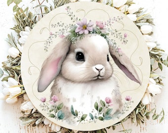 Dutch Lop Bunny, Floppy Rabbit Sign, Bunny Wreath Attachment, Ostara Bunny, Ostara Wreath, Easter Wreath Attachment, Lop Eared Rabbit