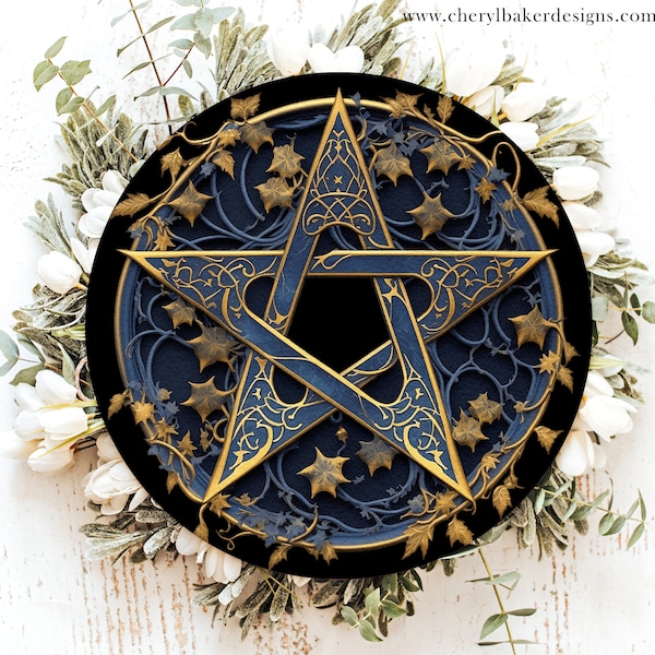 Wiccan Star, Pentagram Wreath Sign, Pentagram Wall Hanging, Pentagram Wall Art, Wiccan Wreath Sign, Pagan Decor, Wiccan Decor, Wiccan Altar