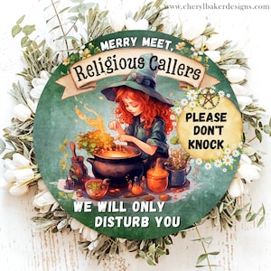 No Religious Soliciting Sign, Pagan Door Sign, Witch Signs for Wreaths, Wiccan Wreath, Wiccan Decor, Wiccan Door Sign, Witchy Decor, Witch