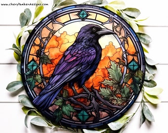 Edgar Allan Poe Decor, Raven Sign, Crow Wreath Attachment, Crow Metal Sign, Samhain Decorations, Halloween Decor, A Witches Familiar