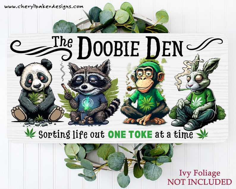 Doobie Den Sign, 420gifts for Men, Stoner Gifts, Marijuanna Decor, Pothead Sign, Pot Sign, 420gifts for Her, Cannabiss Gift, Hippie Decor image 3