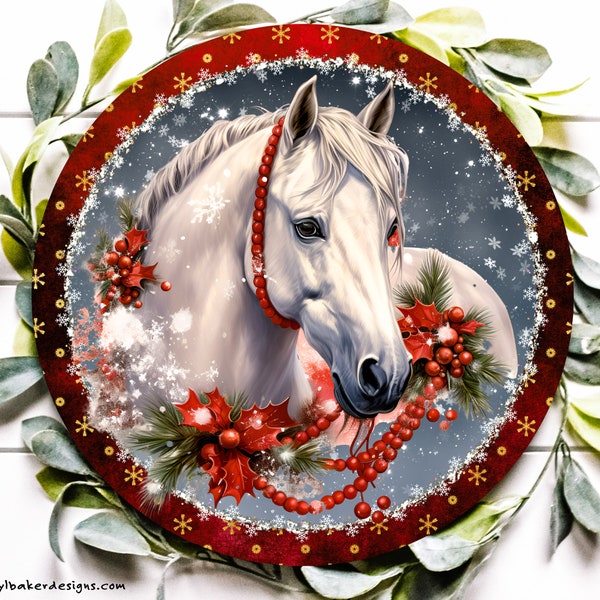 Cheval pour couronne, couronne de Noël cheval, enseignes de couronne de cheval, accroche-porte cheval, enseigne de couronne de ferme, décoration de Noël de ferme pour porte d'entrée