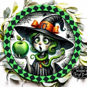 Witch Sign for Wreath, Witch Wreath Sign, Halloween Sign for Wreath, Witch Wreath Attachment for Halloween Decor, Witch Face for Wreath