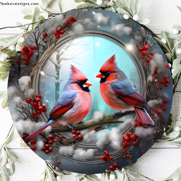 Red Cardinal Wreath Sign, Two Cardinals for Wreath, Xmas Wreath Attachments, Red Cardinal Wreath Ornament, Bird Christmas Decorations