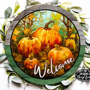 Round Fall Welcome Sign for Wreath Attachments for Halloween Wreath Sign, Fall Wreath Sign Pumpkin Welcome Sign, Fall Pumpkin Wreath Sign