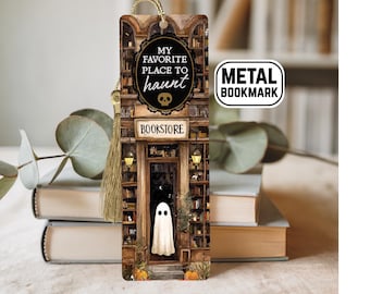 Gothic Metal Bookmark with Tassel Spooky Halloween Ghost Page Marker Horror Gift for Book Lovers Thriller Readers Dark Academia Decor