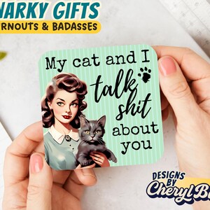 Funny Cat Magnets, Cat Fridge Magnets, Cute Cat Magnets, Cat Meme Magnets, Funny Cat Stuff, Fun Cat Lover Gift Funny Retro Magnet for Office image 2