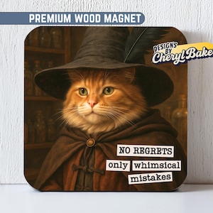 Witch Cat Magnet, DnD Magnets, Tabby Cat Fridge Magnets, Funny Cat Magnets, Whimsical Magnet, Cool Fridge Magnet Funny Locker Magnet DM Gift