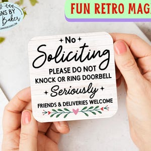 Door Magnet No Soliciting Magnetic Sign, No Soliciting Sign Magnetic, No Soliciting Magnet Door Sign, Door Magnet Sign, Magnetic Door Signs image 2