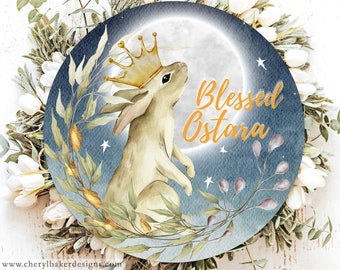 Ostara Bunny Wreath Sign, Ostara Wreath Sign, Ostara Decor, Ostara Gift, Wiccan Wreath Sign, Witch Outdoor Decor, Witchy Door Hanger