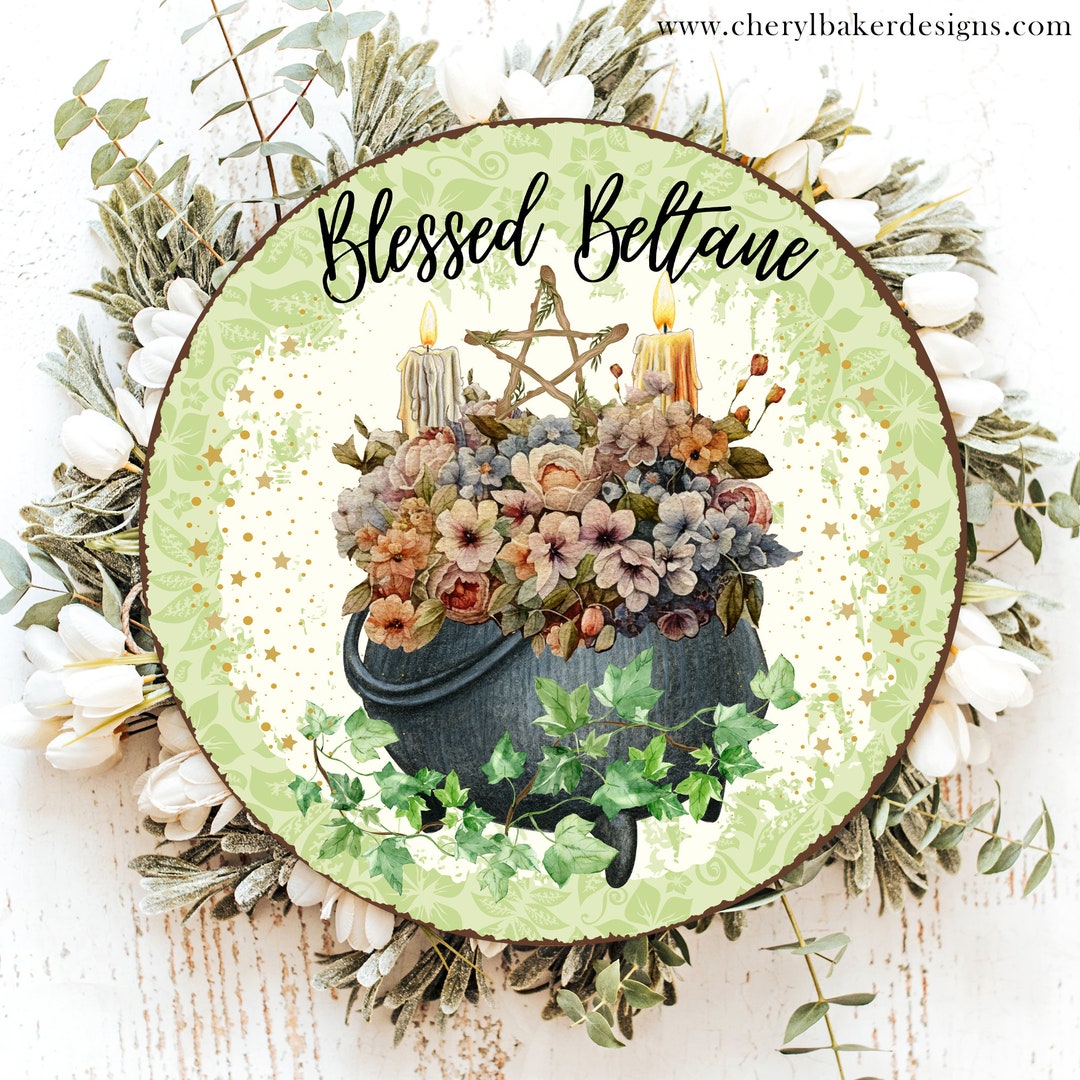 Beltane Wreath Sign Beltane Art Beltane Decor Wiccan Wreath Etsy