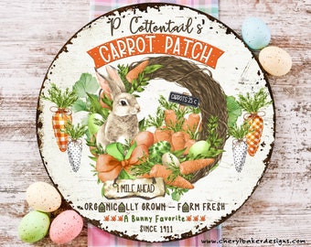 Easter Wreath Sign, Carrot Patch Sign, Easter Decor, Easter Sign, Bunny Theme, Bunny Wreath Attachment, Easter Door Sign, Easter Door Hanger