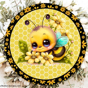 Bee Sign for Wreath, Bee Wreath Attachment, Bee Wreath Signs, Bumble Bee Decor for Classroom, Bee Metal Signs, Bee Classroom Decorations