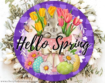 Hello Spring Sign, Affordable Wreath Signs, Easter Wreath Attachment, Easter Door Decor, Spring Door Hanger, Spring Door Sign, Wreath Center