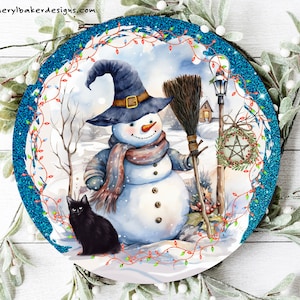 Yule Decor Sign, Yule Door Signs, Wicca Yule Witch, Witch Yule Wall Decor, Wicca Yule, Winter Witch Decor, Snowman Sign, Wiccan Door Sign